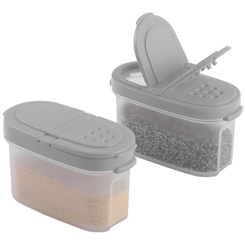 Image of Signoraware Sprinkles N Spice BPA Free Plastic Small Container with Lid (120mlx2 | Set of 2 | Grey)