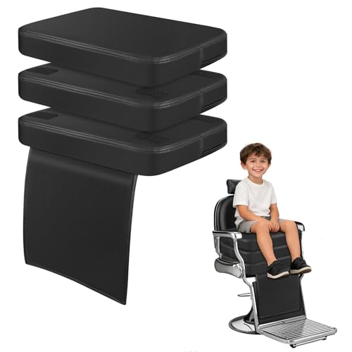 Barber Booster Seat for Kids 18 x 13 x 7 in 3-Layer Adjustable Children Salon Booster Seat for Hair Cutting with 45D High-Density Sponge Leather Styling Chair Booster Cushion for Salon Dinner Table