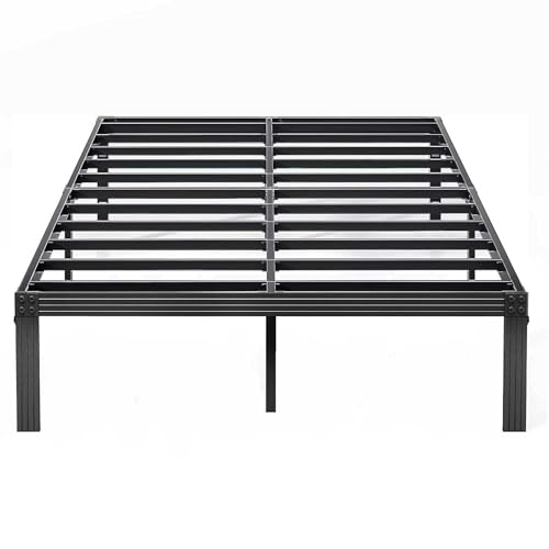 ZIYOO Queen Size Bed Frame, 14 Inches Platform Bed Frame, 3500lbs Heavy Duty Steel Slat, Non-Slip Design, No Box Spring Needed, Easy Assembly, Quiet Noise Free, Under Bed Storage Space, Black