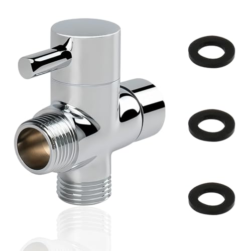 Image of HASTHIP 3 Way Shower Diverter Valve Plated Copper, G1 /2 Thread for Bathroom | Controls Water Routing, Supports Handheld Shower, Bidet or Sprayer, Plated Copper Body, Lever Operation