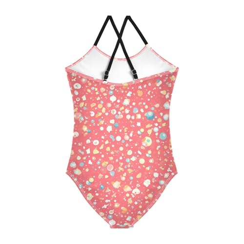KLL Red Glitter Texture Girl 1-Piece Swimsuits Beach Swimming Suits Adjustable Shoulder Strap UPF 50+2
