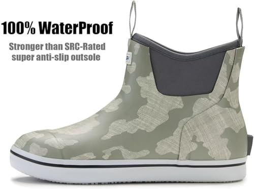 Image of SUREWAY Men's Waterproof Ankle Deck Boots | Lightweight, Professional Slip Resistant, Neoprene Rubber Rain Boots