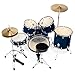 Ashthorpe 5-Piece Full Size Adult Drum Set with Remo Heads & Premium Brass Cymbals - Complete Professional Percussion Kit with Chrome Hardware - Blue