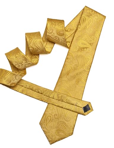 Image of Barry.Wang Men Ties Paisley Woven Silk Necktie Set with Pocket Suqare Cufflinks Formal