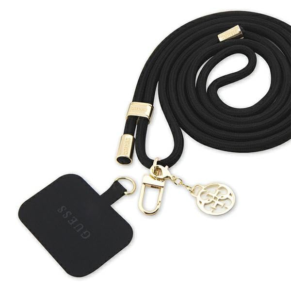 GUESS Cordon bandoulière amovible et breloque 4G (doré et noir)