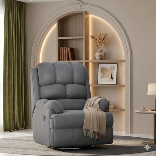 Image of Solis Royale 1 Seater Recliner Sofa Chair | Motorized Recliner Lounge Sofa Chairs for Relaxing | Comfortable Cushioned | Living Room, Bedroom, Office (Luxe-Nap - Grey, Luxe-Nap - Fabric)