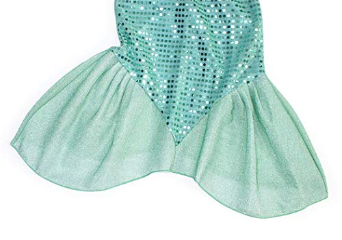AmzBarley Girls Princess Dress Cosplay Costumes For Kids Little Mermaid Ariel Sets Children Halloween Christmas Clothing Long Sleeves Green Age 7-8 Years