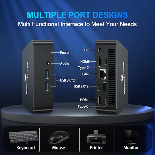 Image of DREAMFYRE Mini PC 12th N95 (Up to 3.4Ghz), 16GB DDR4 512GB SSD, Mini Computer with Type-C WiFi5, BT4.2, UHD 4K, Gigabit Ethernet Vesa, Home /Office /Business Micro Pc Small pc