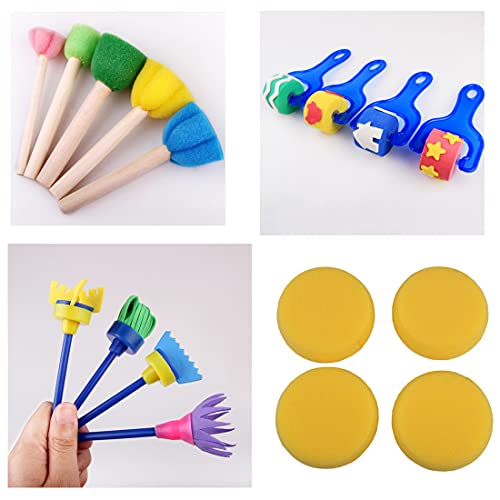 Kids Paint Sponges,Paint Sponges For Kids,Early Learning Kids Toddlers Paint Brushes Sponge Stamps Foam Art Craft Drawing Tools (30 Pack). #TOP7