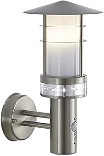 Saxby Pagoda PIR Wall Light - Outdoor Sensor Light for Porch, Front Door, Garden - 9.2W LED E27 (Not Supplied) & 12 x 0.05W LED (Capsule) Cool White (Built-in) - Motion Detection Exterior Lighting