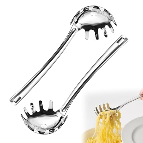 Spaghettilöffel Set 2 Stück Nudelzange Edelstahl Rostfrei Praktische Spaghettizange Für Pasta Und Nudeln Langlebige Nudelkelle Mit Ergonomischem Griff Ideal Für Küche Und Haushalt