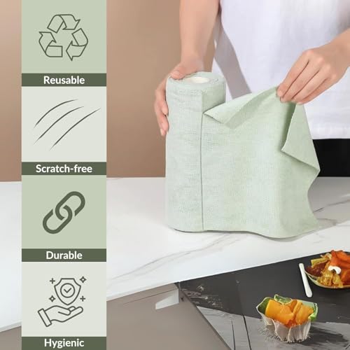 Image of Microfiber Cleaning Cloth Roll 20 Pack - Micro Fibre Cleaning Cloth Roll 25x25cm, Away Cleaning Towels - Reusable and Washable Cloths for Car, House, Garage or Kitchen,( 25 inchx 25 inchCM) (Multicolor)