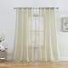 HLC.ME 2 Piece Semi Sheer Voile Window Treatment Curtain Grommet Panels for Bedroom & Living Room (54" W x 84" L, Beige)