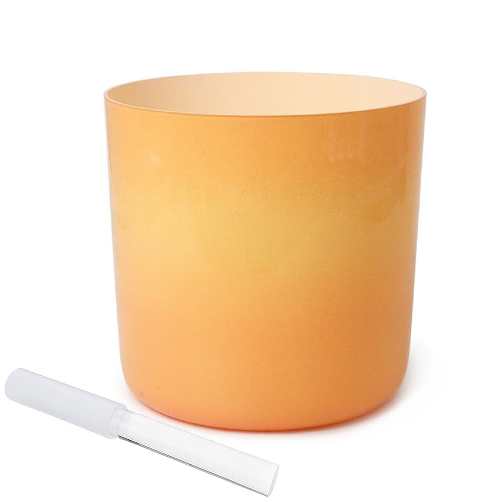 8 Inch Alchemy Orange Chakra Bowl, Crystal Singing Bowl Sound Bowl, Gift For Yoga Meditation & Sound Healing, With Free Acrylic Striker & O-ring(C Note)