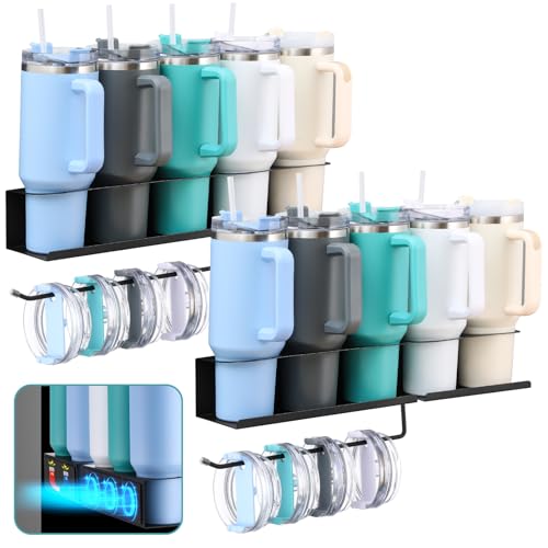 Image of Shimeyao 2 Pcs Magnetic Cup Holder Cup 30/40 oz for Refrigerator Water Bottle Tumbler Organizer, Ideal for Kitchen (5 Holder)