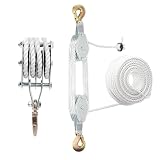 Schwerlast Flaschenzug 4400 LB mit 20m Nylon Seilbremse: Flaschenzug Tragkraft Manuelle Hubseile Arbeitssparender Flaschenzug Hochleistungs-Seilzug für Garagen Lagerhallen(Weiß)