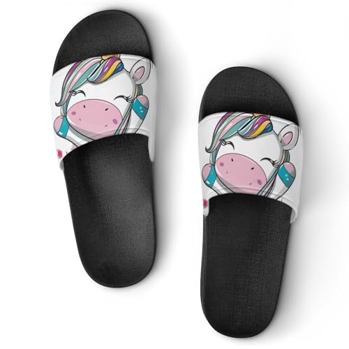 Claquettes unisexe licorne blanche pantoufles de bain antidérapantes taille 37