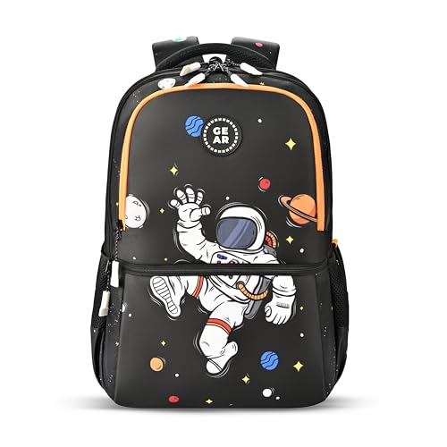Image of Gear Floating Astronaut 3 Compartment Backpack 19 inch /33L Large Water Resistant School Bag /Casual 3 Compartment Backpack /Daypack /Kids Bag for Boys /Girls (Black-Yellow)
