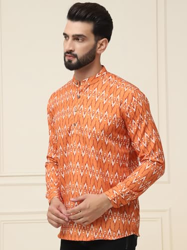 Image of SOJANYA (Since 1958, Men's Pure Cotton Printed ONLY Short Kurta