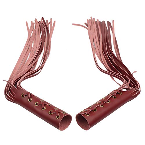 Leather Grip Covers,Motorcycle Hand Grips Leather Tassel Fringe Cover 22/25mm for Cruiser Chopper Bobber Chief Classic universal - Thumbnail 3
