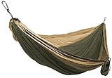 Grand Trunk Double Parachute Printed Nylon Hammock: Portable with Carabiners and Hanging Kit - Perfect for Outdoor Adventures, Backpacking, and Festivals, Olive Green/Khaki
