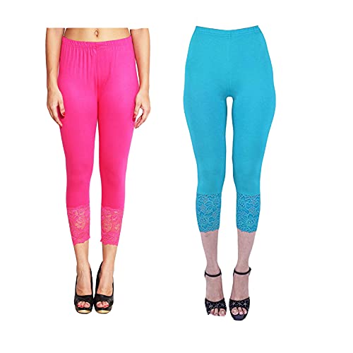 Image of Snowball Lace Capri Leggings for Women | PlusSize Stylish Net Capri for Girls