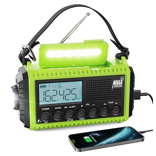 Emergency Radio Raynic 5000 Weather Radio Solar Hand Crank AM/FM/SW/NOAA Weather Alert Portable Radio with Cellphone Charger, Headphone Jack, Flashlight, Reading Lamp and SOS Alarm (Green)