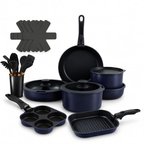 Gourmetific® 32-Piece Nonstick Cookware Set with Detachable Handles