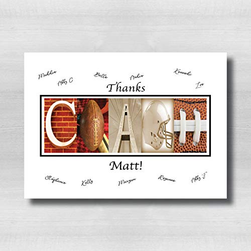 Thank you Football Coaches Gift, Football Team Gifts, Players can SIGN the white area of the 8x10 OR 11x14 photo print