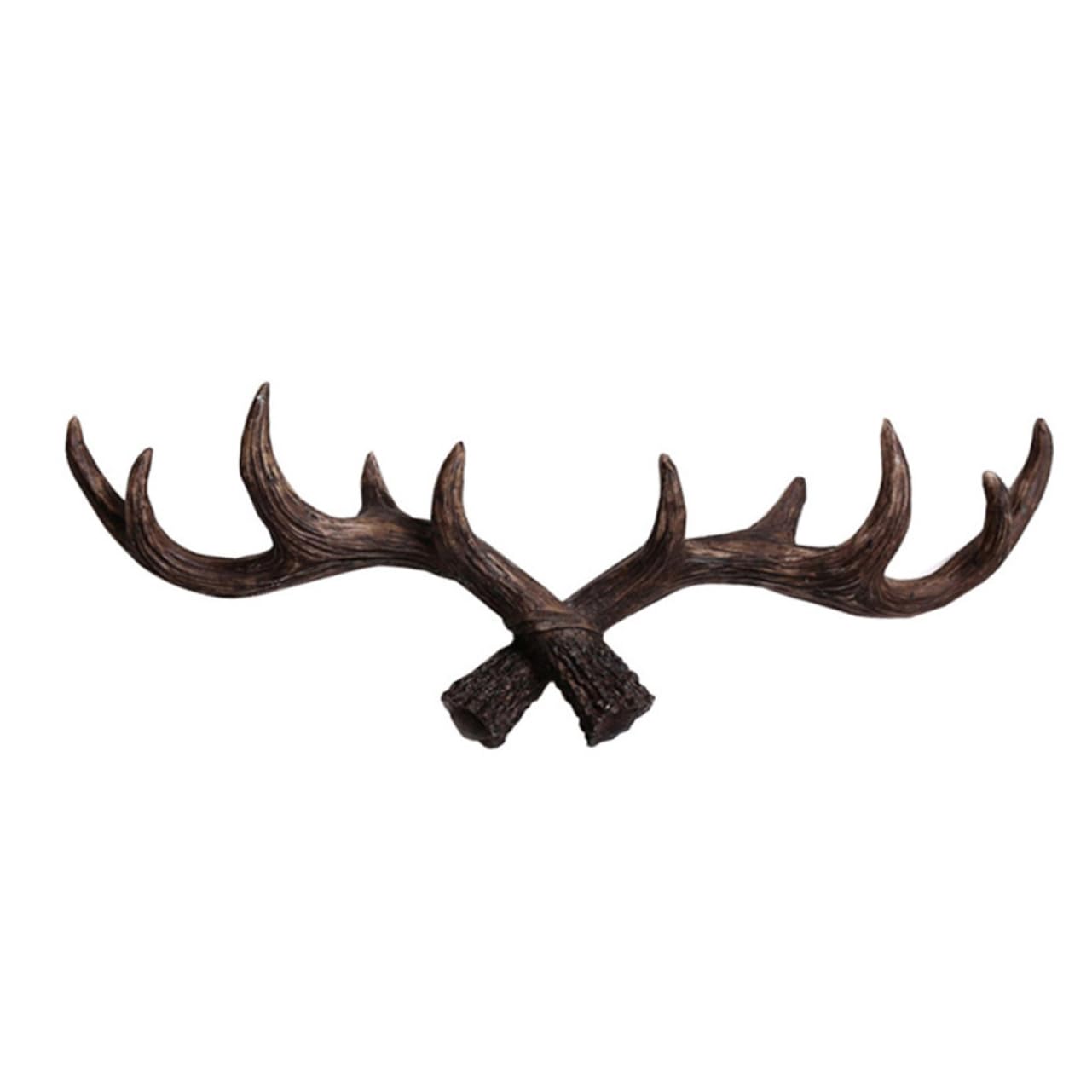 Crochet mural bois de cerf marron facile à installer pour suspendre les manteaux
