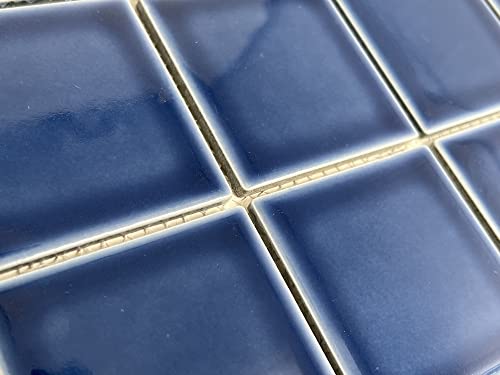 Tenedos 5 sq.ft. Navy Blue 3x3 Inches Porcelain Tile – Polished Square Mosaic for Swimming Pools, Spas, Showers, Kitchen Countertops, Bathroom Walls & Backsplash - Thumbnail 2