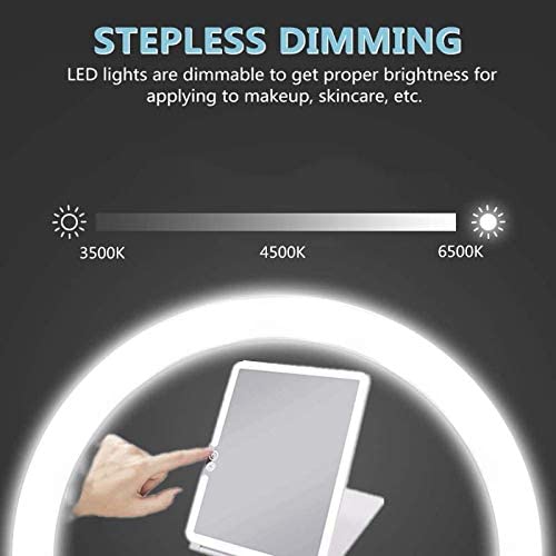 Deweisn RCSM161 Folding Lighted Makeup Mirror With 72 Leds 3 Colors Light Modes Usb Rechargable 1800Ma Batteries Portable Ultra Thin Compact Vanity Mirror Dimmable Travel Mirror thumb #3