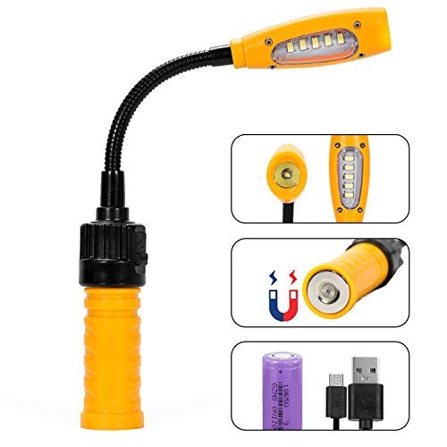 eLusefor Bright Cordless Work Light, USB Rechargeable, COB LED Spotlight, Powerful Magnetic Base