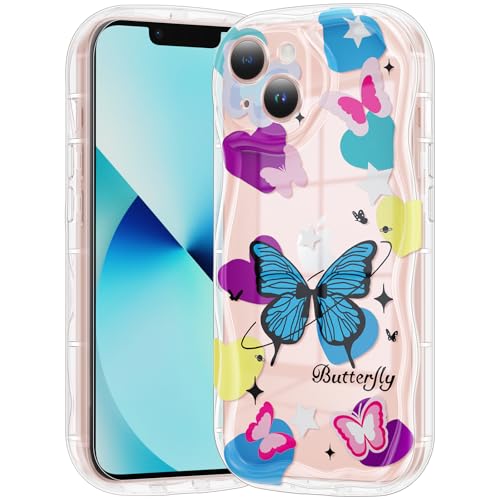 Coque iPhone 13 papillon mignon cadeau idéal en silicone souple transparent