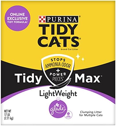 Purina Tidy Cats Clumping, Lightweight, Multi Cat Litter, Tidy Max Glade Clean Blossoms Formula – 17 lb. Box