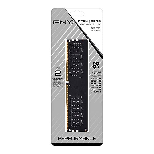 Image of PNY Performance 32GB DDR4 DRAM 3200MHz (PC4-25600) CL22 (Compatible with 2666MHz, 2400MHz or 2133MHz) 1.2V Desktop (DIMM) Computer Memory - MD32GSD43200-TB