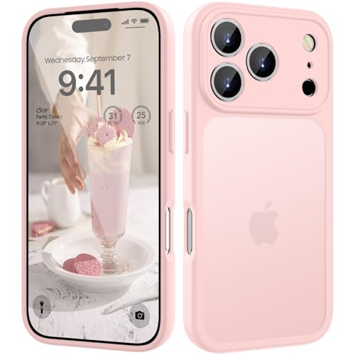 KPPIT for iPhone 17 Pro Max case Shockproof Military Grade Drop Protection Frosted Translucent iPhone 17 Pro Max Phone case Pink