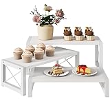 IBUYKE Alzata per Dolci, Set da 3, Grandi Espositore per Dessert in Legno, Espositori per Torte per Feste, Alzate per Buffet per Decorazioni, Bambole,Alimenti, Profumi,Bianco TLJ019W