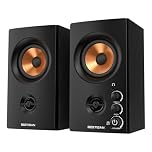 BESTISAN Active Bookshelf Speakers with Bluetooth& RCA Input | HiFi Sound for PC, Desktop, Gaming | Compact Wooden Speakers, 3 Inch