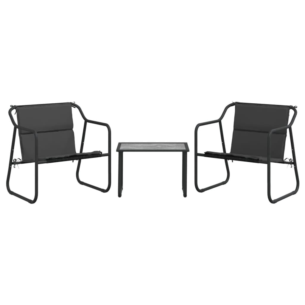 3-częściowy zestaw wypoczynkowy ogrodowy, stal antracytowa, tekstylen, nowoczesny, 60 x 40 cm, meble outdoorowe, na balkon, taras, wygodny zestaw do siedzenia