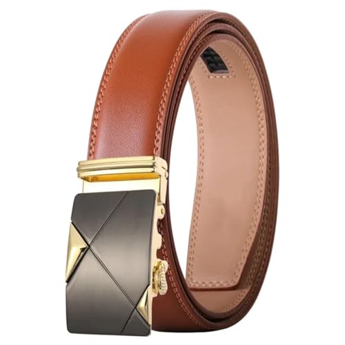 Men's Brown Leather Genuine Leather Belt Formal Casual Automatic Buckle Belt