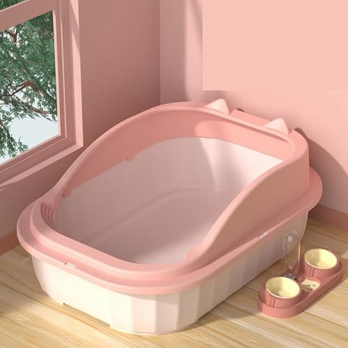 お留守番 猫用トイレ本体 猫用品 倒れにくい 掃除簡単 ゆったり広々 防水 入口低め 猫のトイレ環境改善 清潔トイレ 防水 砂の飛び散りを軽減止 オープン 広々サイズ のびのびリラックス 大きいサイズ52*36*19(7.5kg)