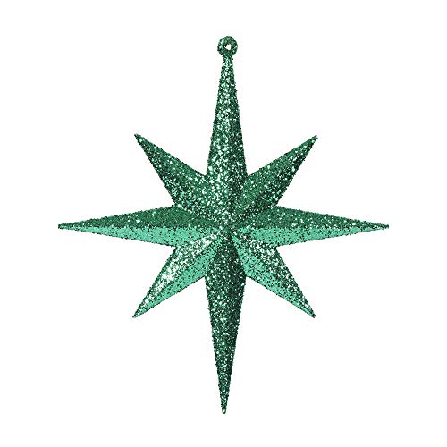 Vickerman 8" Green Iridescent Glitter Bethlehem Star Christmas Ornament, 4 per Box