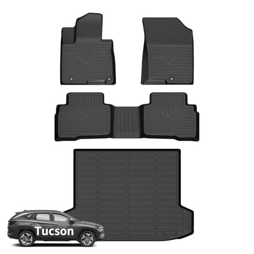 Wayhigh-Floor Mats & Cargo Liner Set for 2022 2023 2024 2025 Hyundai Tucson Hybrid All Weather TPE Car Mats Waterproof Heavy Duty Rubber Floor Liners for Tucson Hybrid Accessories- Black