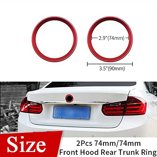 Image of SANRILY 2PC 74mm Emblem Decorative Ring Fit for BMW Front Hood Trunk 2.87inch Badge Logo Rings Replacement for F23 E84 E30 E36 E46 E34 E39 E60 E65 E38 X3 X5 X6 1 3 4 5 6 7 Series (74+74 Red)