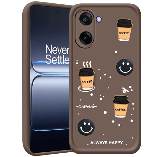 Image of Amazon Brand-Solimo Coffee Theme Mobile Back Cover for OnePlus Nord CE5 5G | Cute 3D Coffee Mug & Smile Design | Anti-Slip Matte Finish | Shockproof & Lightweight Case - Brown