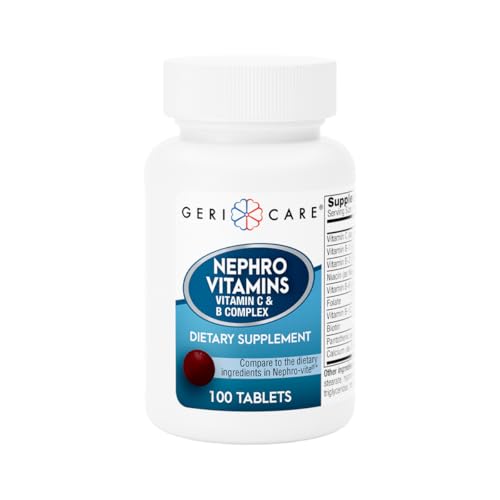 GeriCare Nephro Vitamin C & B Complex Tablets, 100 Count – Daily Kidney Health & Energy Support, Immune System Boost, Antioxidant Protection & Metabolism Support (Pack of 1)