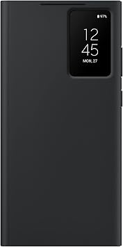 Samsung Galaxy S23 Ultra S-View Wallet Smartphone Case Protective Cover with Card Holder Slot Finger Tap Clear Window US Version EF-ZS918CBEGUS Black