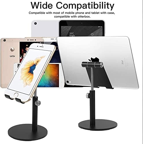 pjp electronics Tablet Stand, Tablet holder, 360 Degree Rotating Phone Holder Desk Stand, Desktop Stand for iPad, Samsung Tab, Compatible with New 2022 iPad, iPad Air Mini, iPhone, Switch (Black)