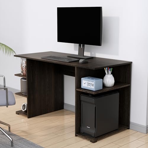 Image of Bniture Wooden Study Table for Home | Engineered Wood Study Table with Side Shelf Storage | Multi Purpose Computer Desk for Writing & Study | Laptop Table for Study Room & Workstation | Flower Wenge